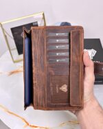 Crazy Deri Cüzdan Telefon Bölmeli Fındık Renk