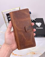 Crazy Deri Cüzdan Telefon Bölmeli Fındık Renk