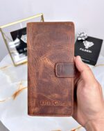 Crazy Deri Cüzdan Telefon Bölmeli Fındık Renk