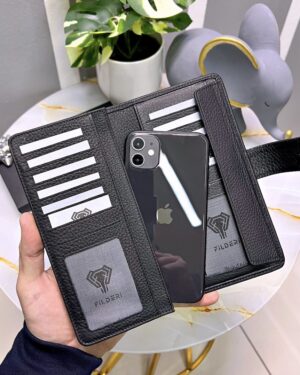 Çıtçıtlı Cüzdan Hakiki Deri Siyah Renk
