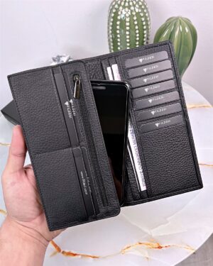 Deri Telefon Cüzdanı Siyah Renk Hakiki Deri
