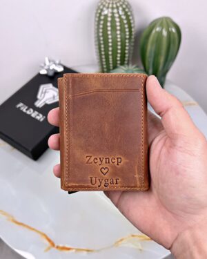 Mekanizmalı Cüzdan Hakiki Deri Fındık Renk