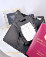 Deri Pasaport Kılıfı ve Valiz Etiketi Siyah 2038