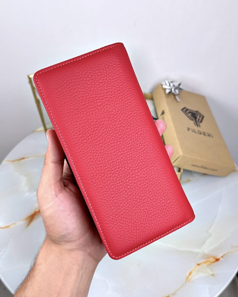 Büyük Cüzdan Hakiki Deri Kırmızı Renk 2069