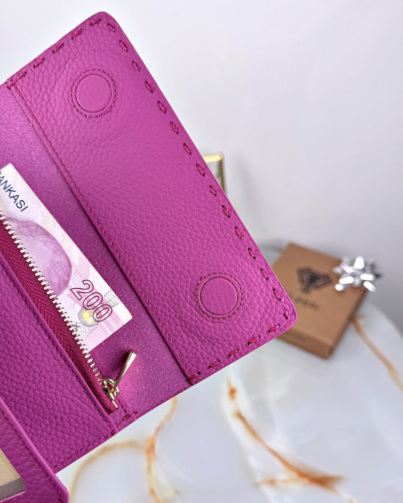 Süs Dikişli Kadın Cüzdan Hakiki Deri 2095 - Pembe