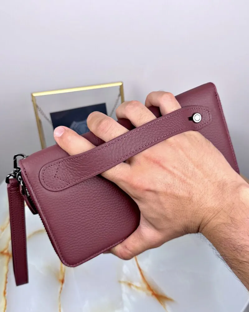Lüks Çanta Hakiki Deri Lux Seri 2100 - Bordo