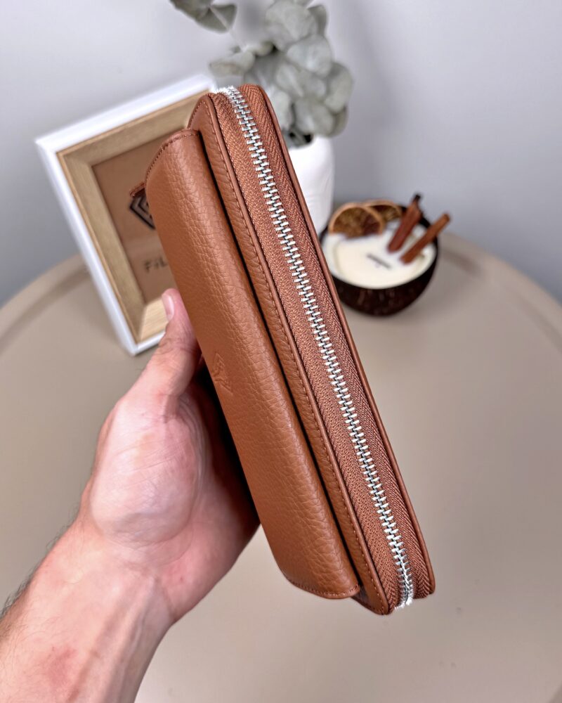 Lüks Erkek El Çantası – Taba Hakiki Deri | 2100