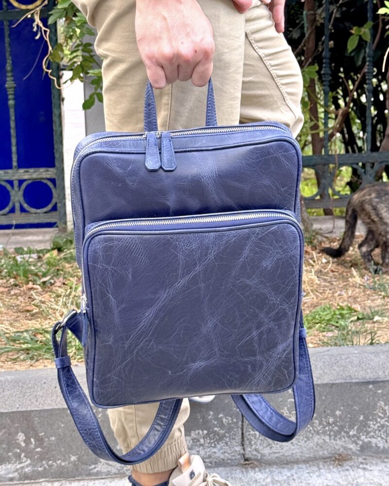 Deri Sırt Çantası – Laptop Bölmeli, Hakiki Deri Lacivert | 2119