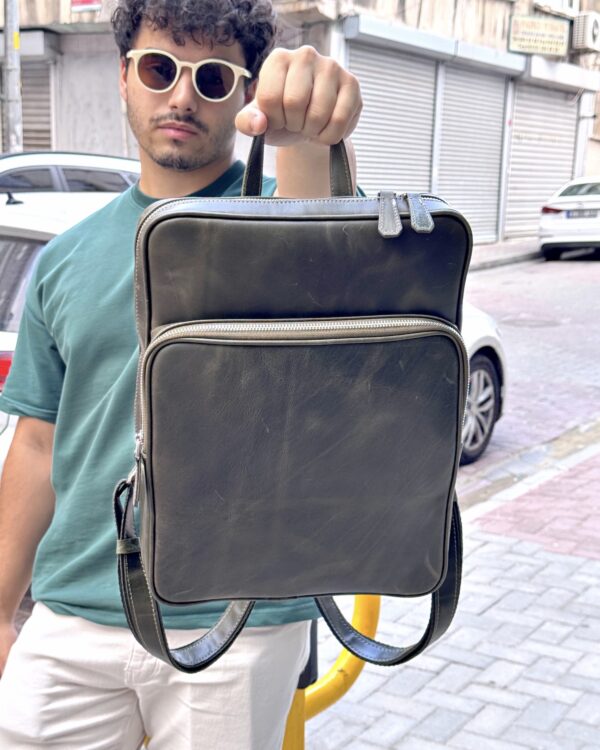 Deri Sırt Çantası – Laptop Bölmeli, Hakiki Deri Yeşil | 2119