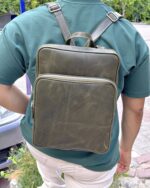 Deri Sırt Çantası – Laptop Bölmeli, Hakiki Deri Yeşil | 2119