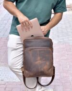 Deri Sırt Çantası – Laptop Bölmeli, Hakiki Deri Kahve | 2119