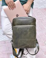 Deri Sırt Çantası – Laptop Bölmeli, Hakiki Deri Yeşil | 2119