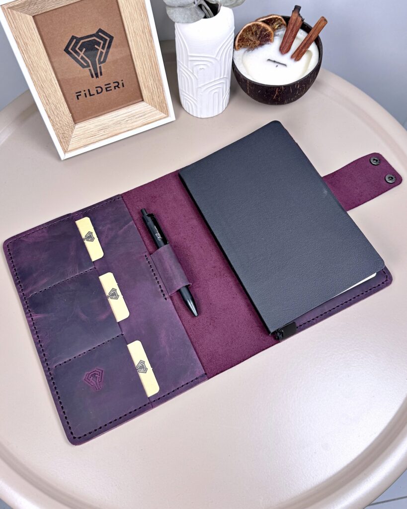 El Dikişi Organizer – Mor Hakiki Deri Ajandalık | 2074