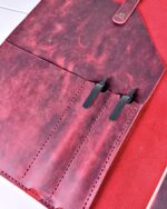 Deri Organizer – Laptop Bölmeli El Dikişi Bordo Hakiki Deri | 2075