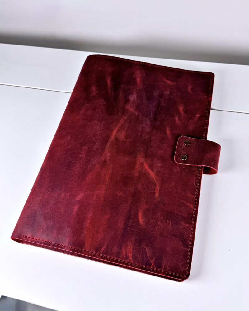 Deri Organizer – Laptop Bölmeli El Dikişi Bordo Hakiki Deri | 2075