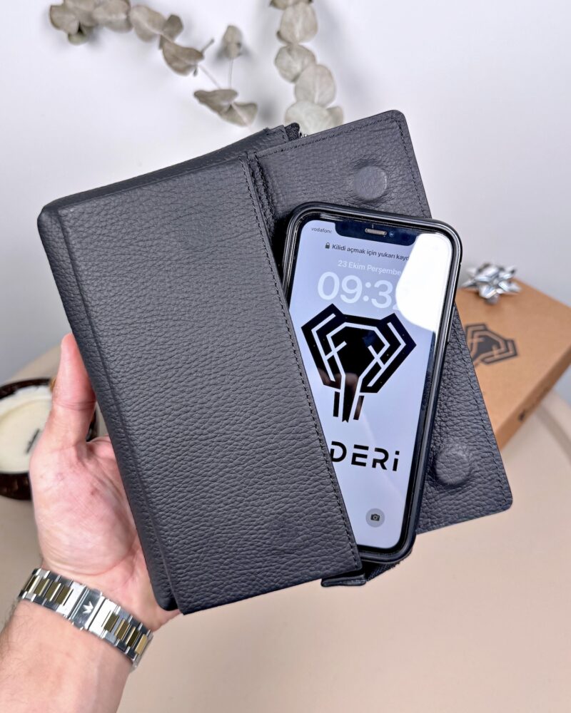 Hakiki Deri Erkek El Çantası – Siyah | 2124