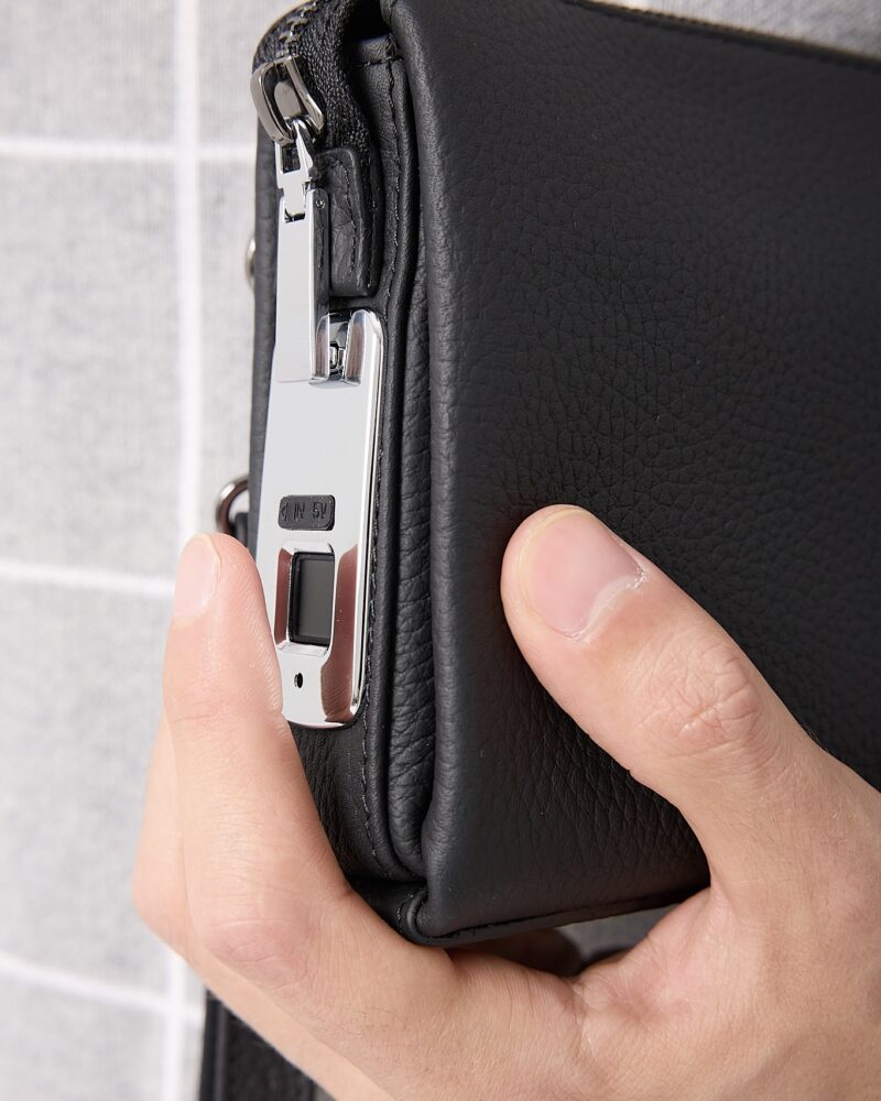 Parmak İzli Erkek El Çantası – Hakiki Deri Siyah | 2125