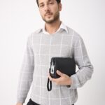 Parmak İzli Erkek El Çantası – Hakiki Deri Siyah | 2125