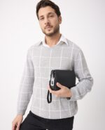 Parmak İzli Erkek El Çantası – Hakiki Deri Siyah | 2125