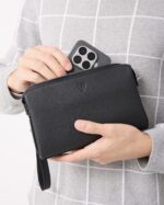 Parmak İzli Erkek El Çantası – Hakiki Deri Siyah | 2125