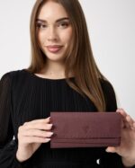 Saraciye Dikişli - Bordo Hakiki Deri Guti Kadın Cüzdan | 2022