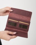 Saraciye Dikişli - Bordo Hakiki Deri Guti Kadın Cüzdan | 2022