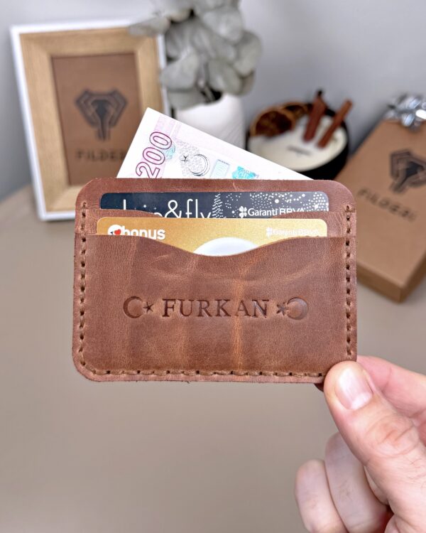 El Dikiş Kartlık - Hakiki Deri Fındık Renk | 2066
