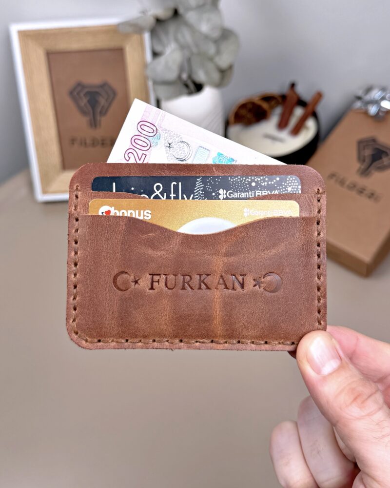 El Dikiş Kartlık - Hakiki Deri Fındık Renk | 2066