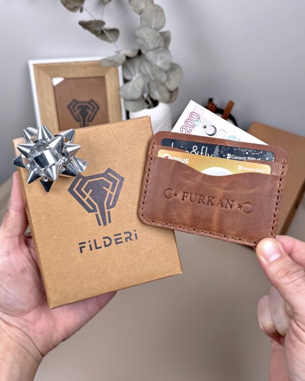 El Dikiş Kartlık - Hakiki Deri Fındık Renk | 2066