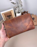 Parmak İzli Erkek El Çantası – Hakiki Deri Fındık | 2125