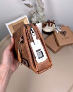 Parmak İzli Erkek El Çantası – Hakiki Deri Fındık | 2125