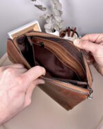 Parmak İzli Erkek El Çantası – Hakiki Deri Fındık | 2125