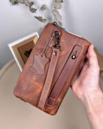 Parmak İzli Erkek El Çantası – Hakiki Deri Fındık | 2125