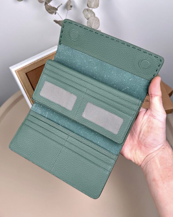 Saraciye Dikişli - Yeşil Hakiki Deri Guti Cüzdan | 2022