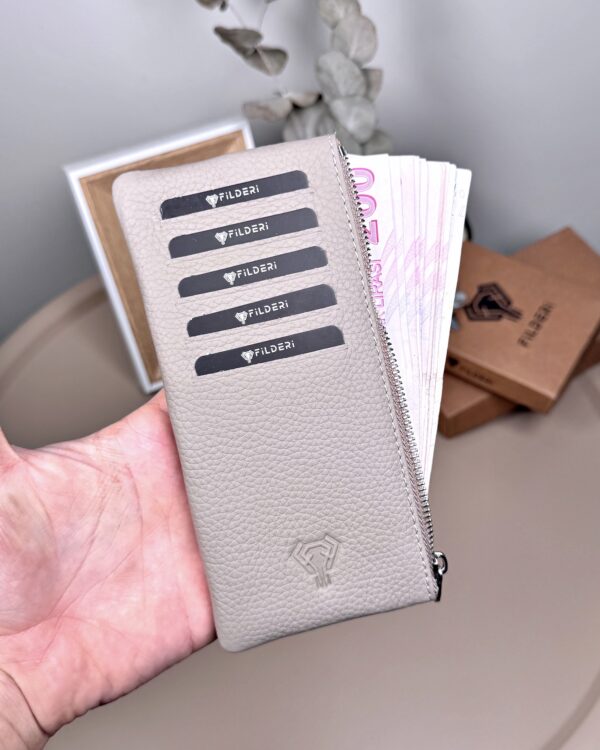 Hakiki Deri Uzun Kartlık – Fermuarlı, Vizon | 2127