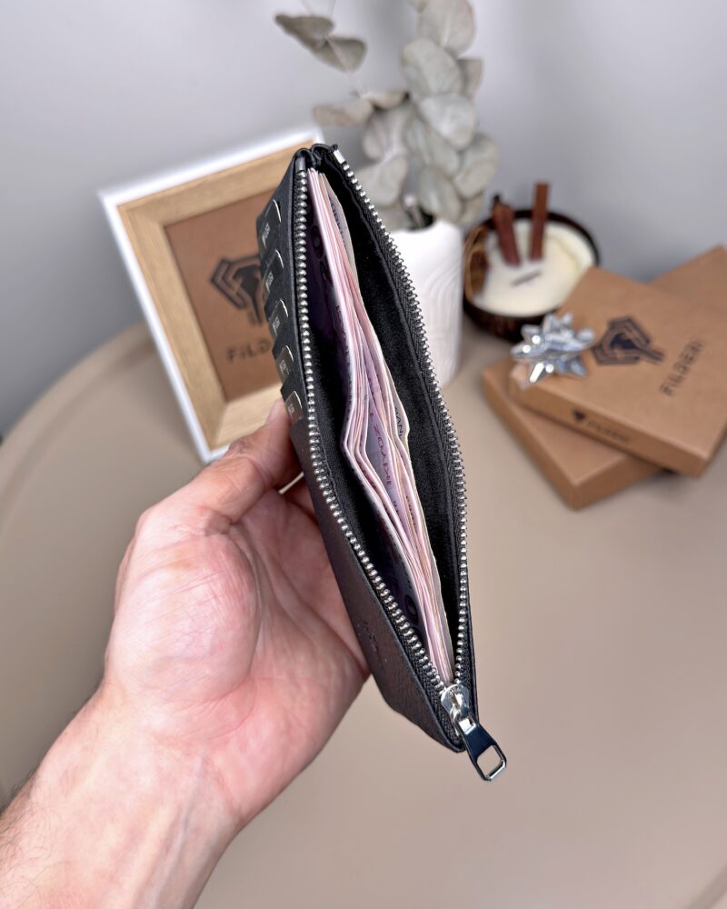 Hakiki Deri Uzun Kartlık – Fermuarlı, Siyah | 2127