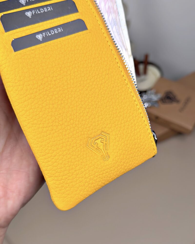 Hakiki Deri Uzun Kartlık – Fermuarlı, Sarı | 2127