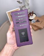 Hakiki Deri Uzun Kartlık – Fermuarlı, Mor | 2127