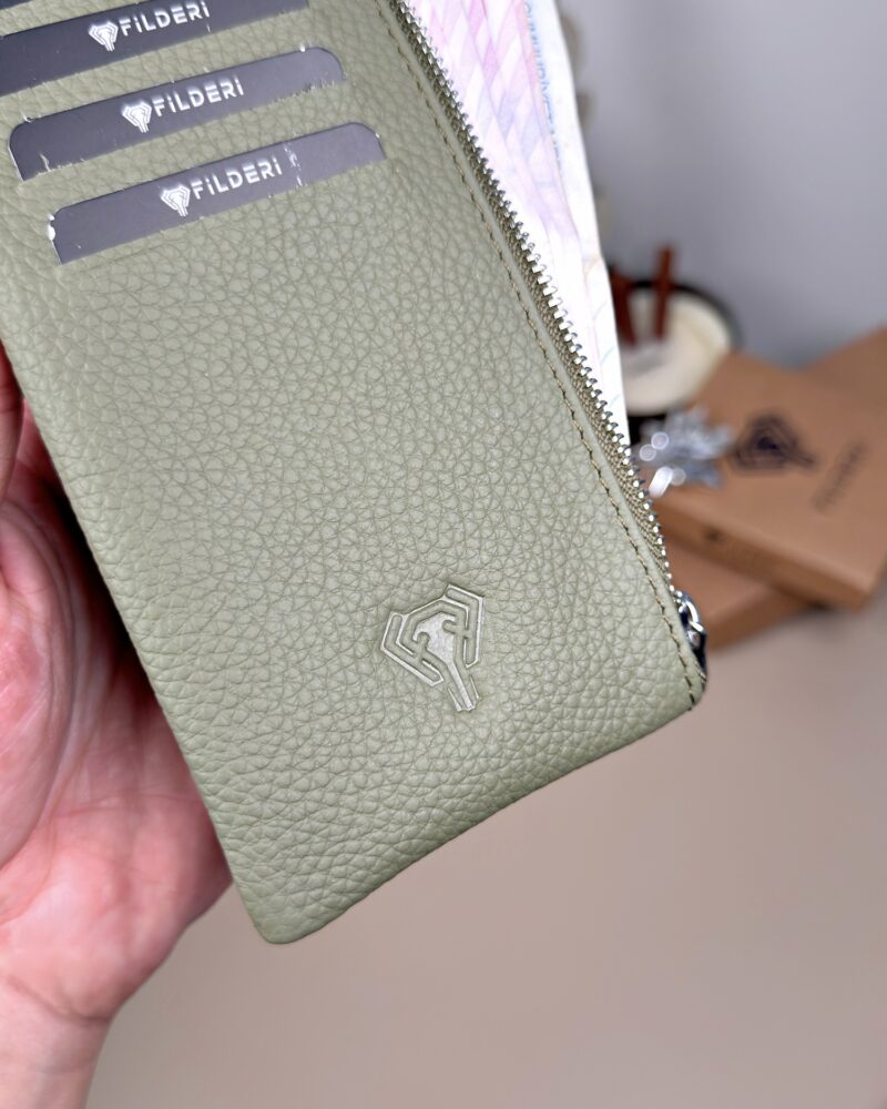 Hakiki Deri Uzun Kartlık – Fermuarlı, Yeşil | 2127