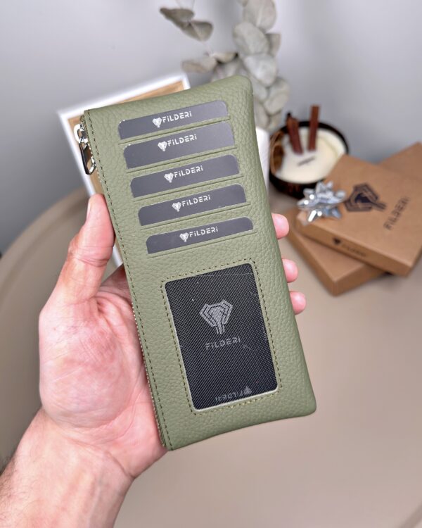 Hakiki Deri Uzun Kartlık – Fermuarlı, Yeşil | 2127