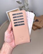 Hakiki Deri Uzun Kartlık – Fermuarlı, Pudra | 2127