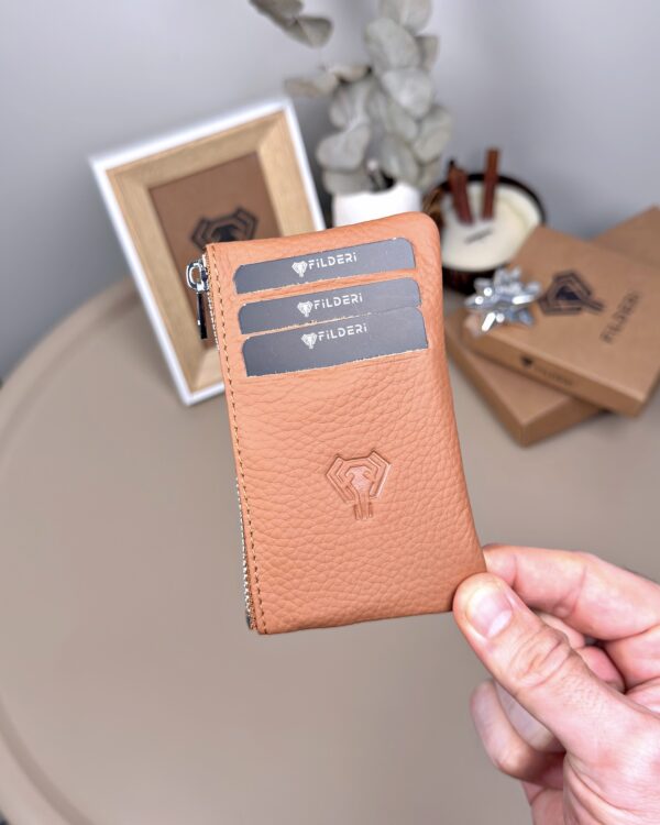 Hakiki Deri Kartlık – Slim , Fermuarlı,Taba | 2126