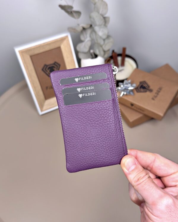 Hakiki Deri Kartlık – Slim , Fermuarlı,Mor | 2126