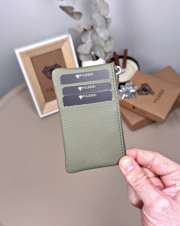 Hakiki Deri Kartlık – Slim , Fermuarlı,Yeşil | 2126