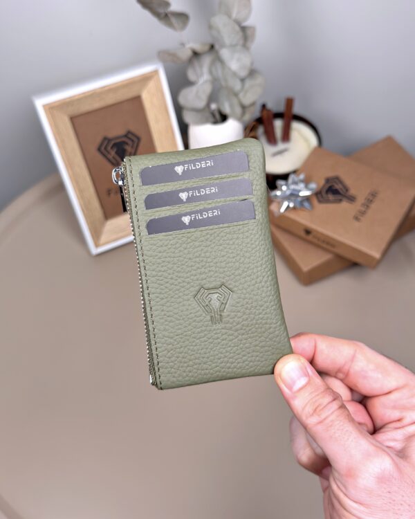 Hakiki Deri Kartlık – Slim , Fermuarlı,Yeşil | 2126