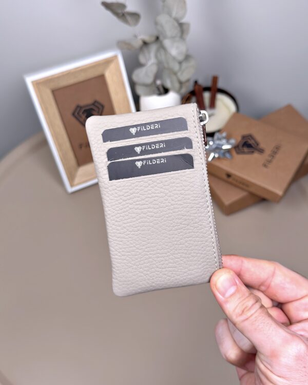 Hakiki Deri Kartlık – Slim , Fermuarlı,Vizon | 2126