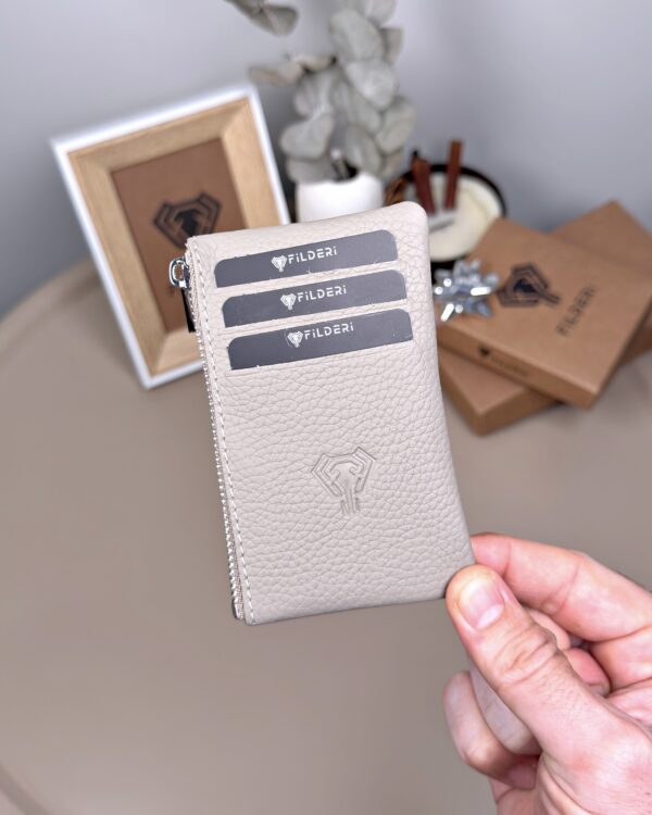 Hakiki Deri Kartlık – Slim , Fermuarlı,Vizon | 2126