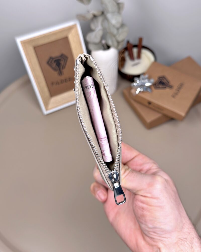 Hakiki Deri Kartlık – Slim , Fermuarlı,Vizon | 2126