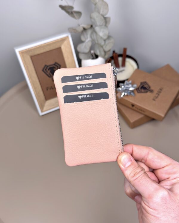 Hakiki Deri Kartlık – Slim , Fermuarlı,Pembe | 2126