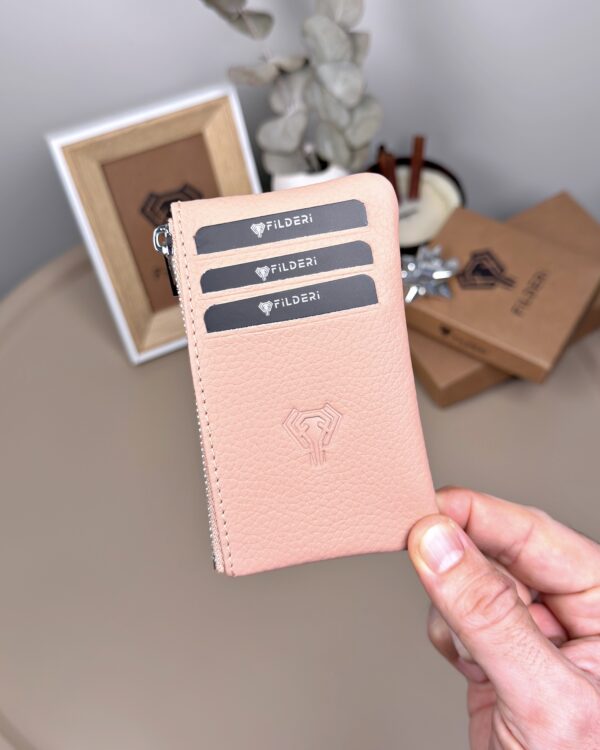 Hakiki Deri Kartlık – Slim , Fermuarlı,Pembe | 2126